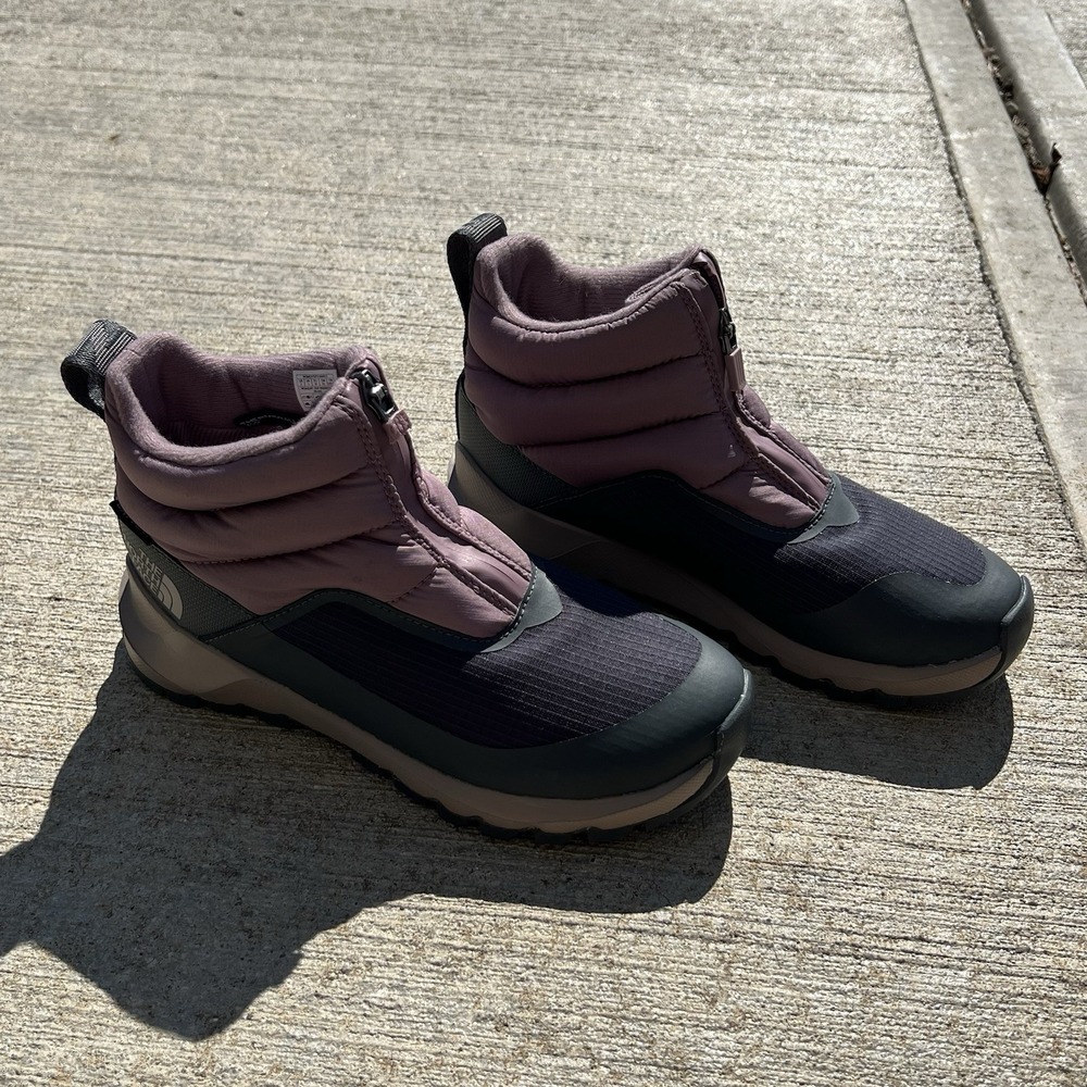 The North Face Women's ThermoBall Eco Ankle Boots Sz 5‎ Purple Gray Insulated